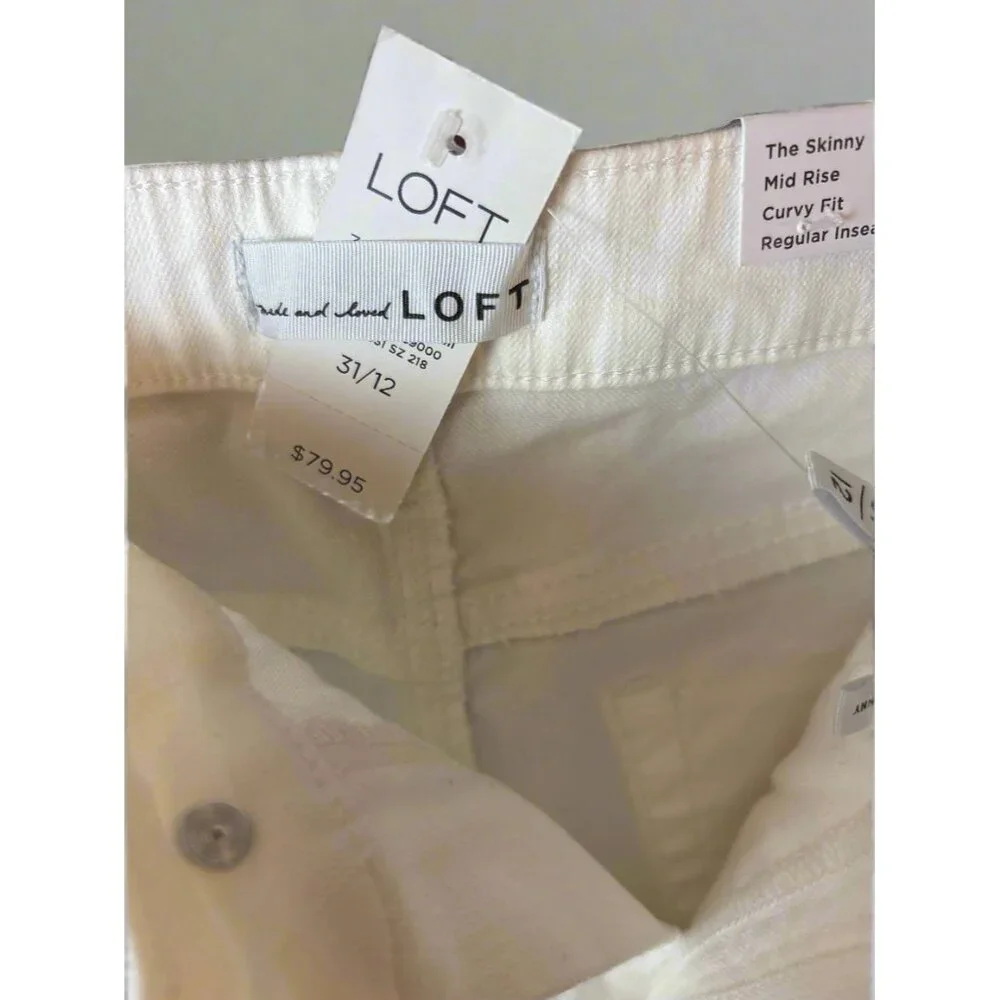 Loft‎ Curvy Skinny Mid Rise White Jeans